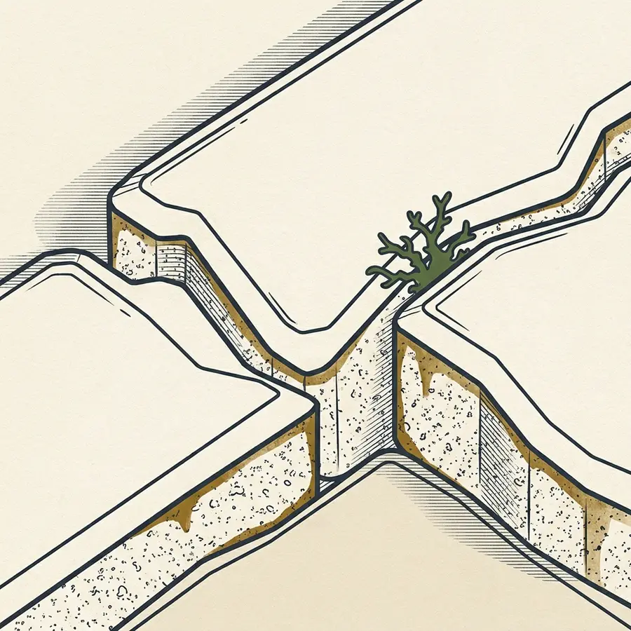 Close line illustration of an interlocking paver joint